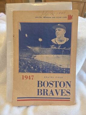 Vintage 1947 Boston Braves Official Program VS Brooklyn Dodgers